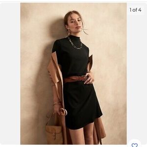 Banana Republic Ribbed Mock-Neck Mini Dress XS black